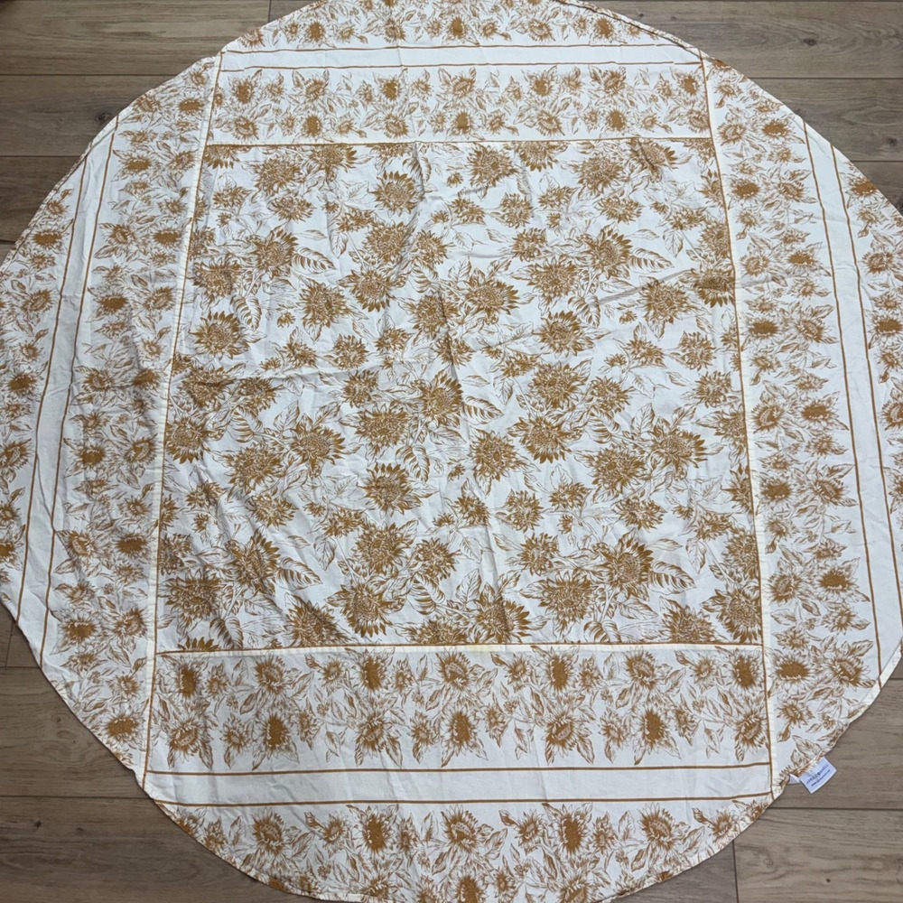April Cornell Round Tablecloth Sunflower Floral Cottagecore Farmhouse 64 Inch